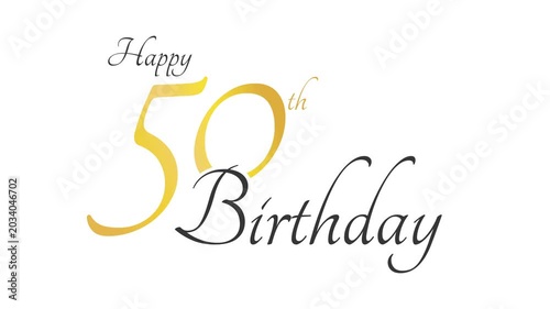 Happy 50th Birthday Animated Golden Typography Motion Graphic