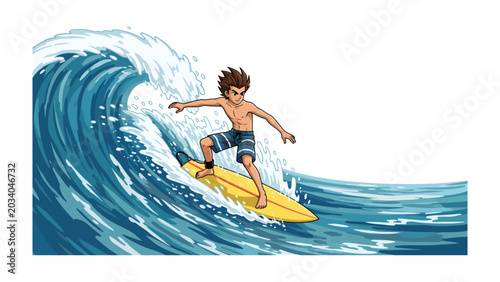 Cuadro en lienzo Surfing the Crest: An energetic surfer rides the face of a powerful ocean wave, catching an exhilarating moment of aquatic adventure