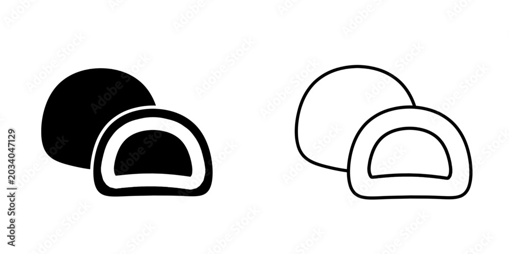 Fototapeta premium Mochi set icon isolated on white background.