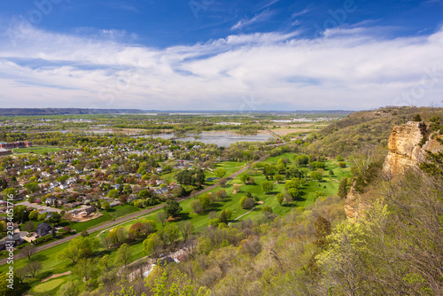 A Scenic Overlook View Of A Mississippi River Town