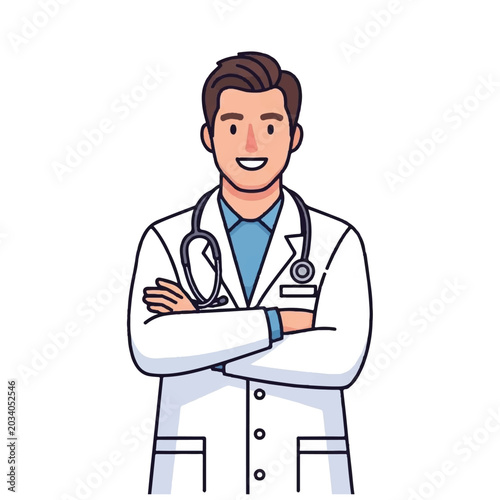 Smiling Doctor in White Coat.