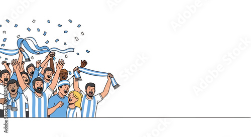 Argentina Soccer Fans Celebrating Victory with Confetti