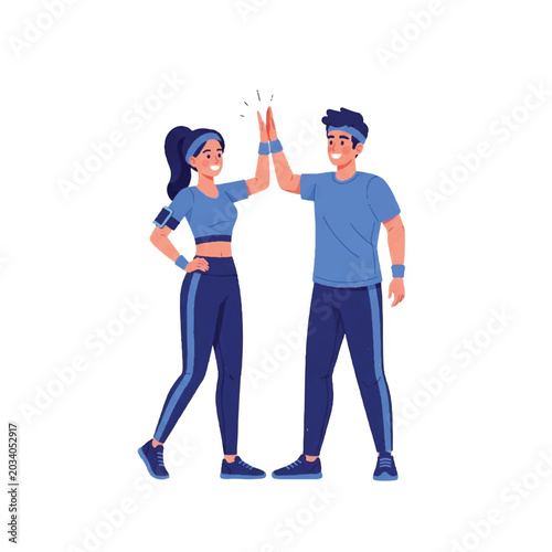 Two athletes giving high five.