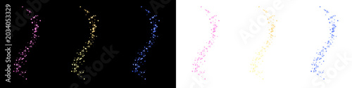 Colorful Sparkle Trail Set PNG Transparent Background, Glowing Glitter Particle PNG Transparent Effect, Magic Sparkle Dust PNG Isolated Light Overlay