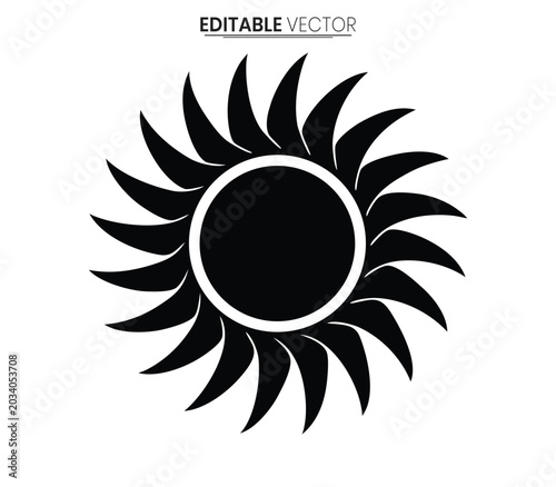 Circular blade silhouette with radiating teeth on a white background saw