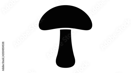 Schilderij op canvas Mushroom Silhouette On White Background Simple Botanical Illustration
