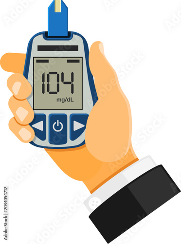blood glucose meter in hand