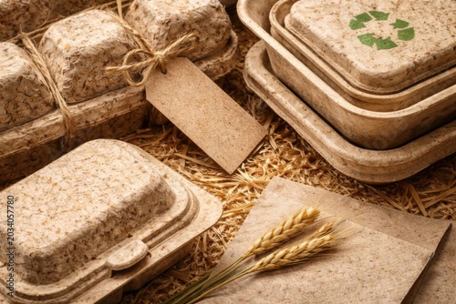 Texturas de envases sostenibles fabricadas con materiales agrícolas reciclados