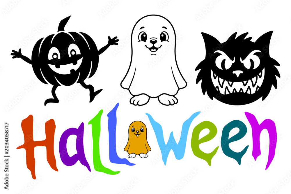 Obraz premium Halloween icons and characters