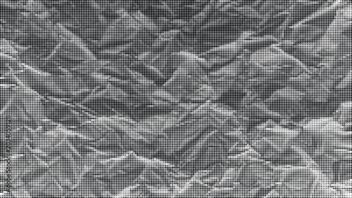 Schilderij op canvas A close-up view of crumpled gray paper with many wrinkles