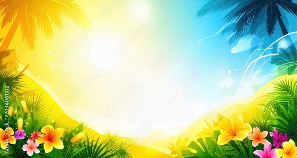 Fototapeta premium Sunny summer tropical abstract background