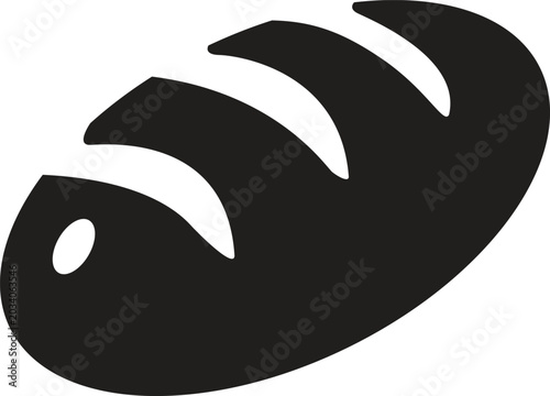 Loaf of bread silhouette black and white graphic illustration