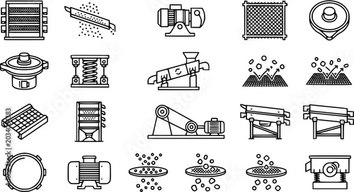 Fotografía Industrial Screening and Separation Equipment Line Icons