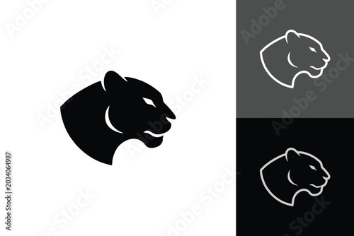 Minimalist panther head logo vector illustration