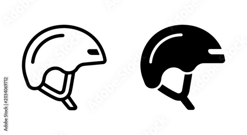 Cycling Helmet Icons, Safety Gear Vector Graphics, Protective Headwear Symbols, Sport Equipment