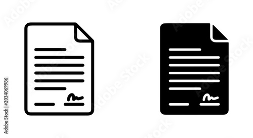 Document Icons, Contract Vector, Legal Paper Symbol, Agreement Signature Graphic