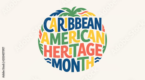 Foto Caribbean American Heritage Month Typography Lettering Vector