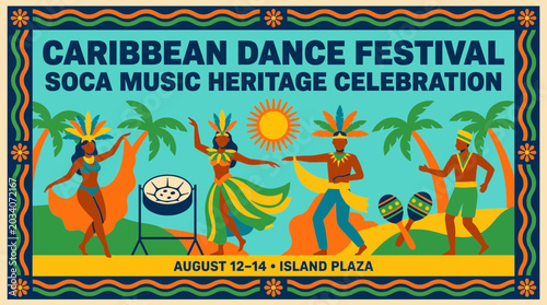 Bild auf Leinwand Caribbean Dance Festival Soca Music Heritage Celebration Vector