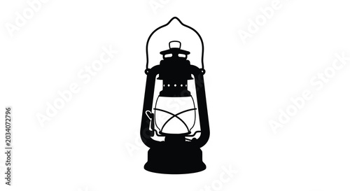 Foto Vintage oil lantern graphic black silhouette lamp