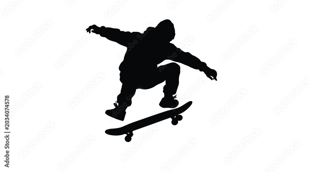Fototapeta premium A professional skateboarder performs an impressive jump trick captured in this dynamic high contrast action photo