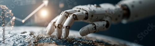 AI Robot Hand Touching Eart...