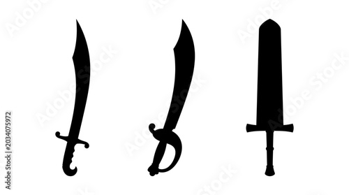 Foto Sword And Saber Silhouettes Against A White Background