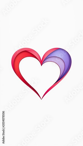 Geometric abstract outline symbolizing love with flowing curves, love, continuous shape