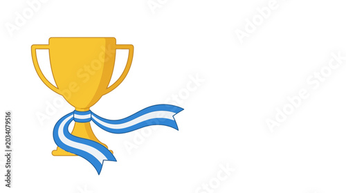 Bild auf Leinwand Golden Trophy Cup with Argentina National Flag Ribbon Vector Illustration