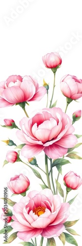 Beautiful watercolor set with delicate peonies in soft pink hues, flower arrangement, peony flowers