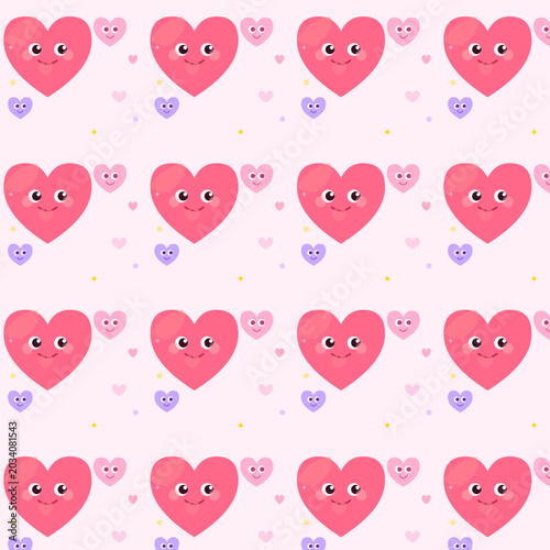 Kawaii Hearts Love Seamless Pattern - Sweet Valentine