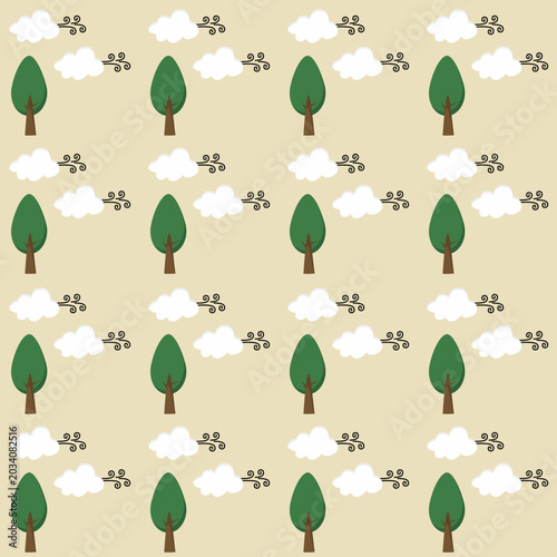Cloud And Tree Pattern