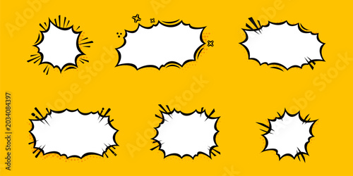 Fotografía Manga burst bubble with dynamic explosive comic speech elements on yellow background