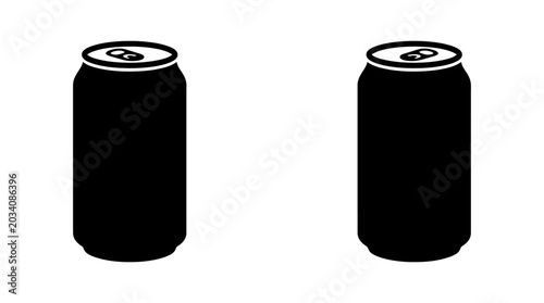 Foto Two Beverage Cans Black Silhouette On White Background