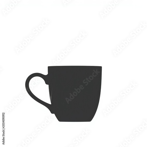Silhouette of a steaming hot coffee cup on white background, simple yet evocative, kitchen, white
