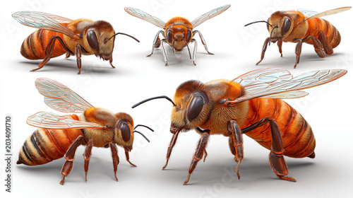 Group of honey bees with detailed texture and wings macro photography wildlife honeycomb