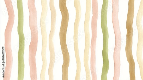 Seamless Watercolor Pattern with Undulating Vertical Bands, Soft Paper Grain and Translucent Warm Cool Tones