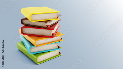 Multi-colored book stack isolated on white