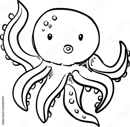 Cuadro en lienzo Sketch hand drawn Cute Octopus