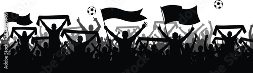 Cuadro en lienzo Group of People Raising Hands Together in Unity and Solidarity Vector Illustrati