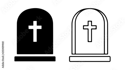Foto Tombstone Icons Set With Christian Cross Symbols