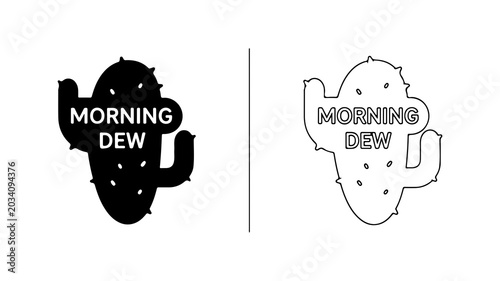 Photos Cactus Silhouette Logo With Morning Dew Text