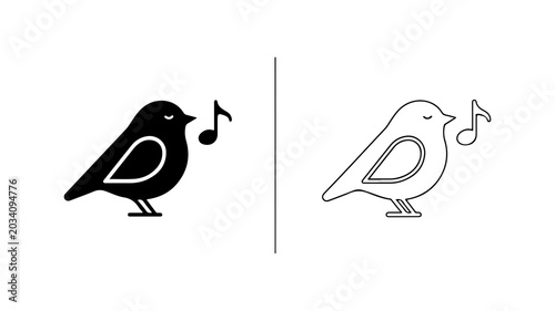 Foto Singing Bird Icon Vector Set