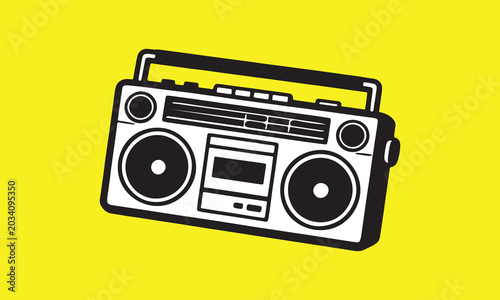 Obraz na płótnie Retro boombox vector illustration, vintage 80s 90s cassette tape recorder icon i