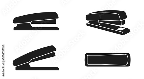 Fotografia Stapler Silhouettes On White Background Office Supply Collection