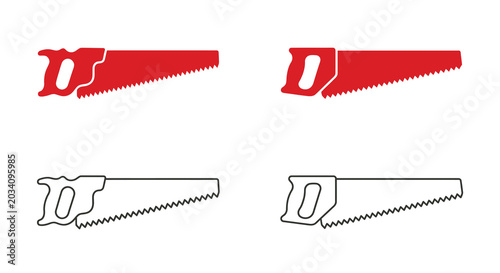Foto Handsaw Illustrations Red And Black Line Art On White Background
