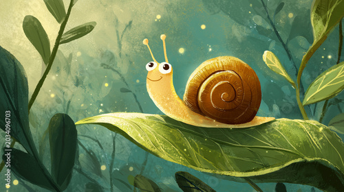 petit escargot sur une feuille 
