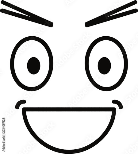 Cute confident smiling cartoon face expression illustration