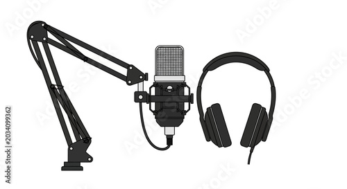 Foto Podcast Microphone and Headphones
