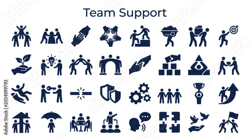 Fotografija Teamwork and Collaboration Icons Representing Business Success and Partnership