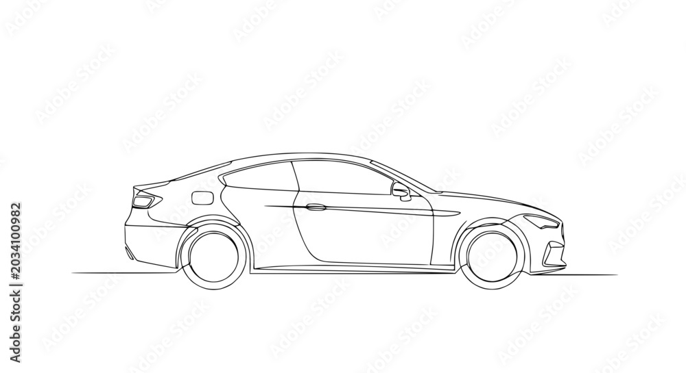 Fototapeta premium Side View of a Sedan Car.